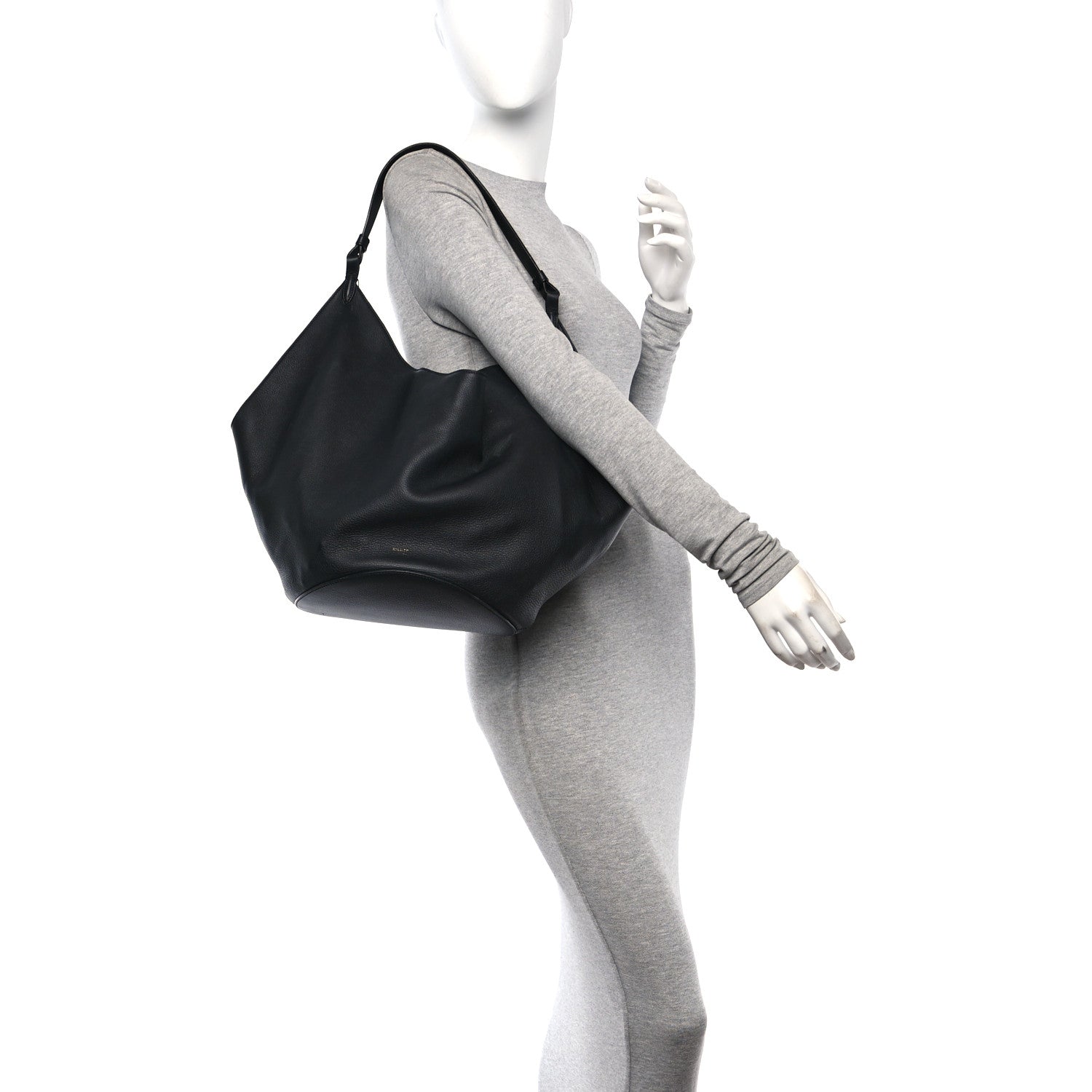 Khaite Pebbled Sport Calfskin Medium Lotus Tote Black 2 of 10
