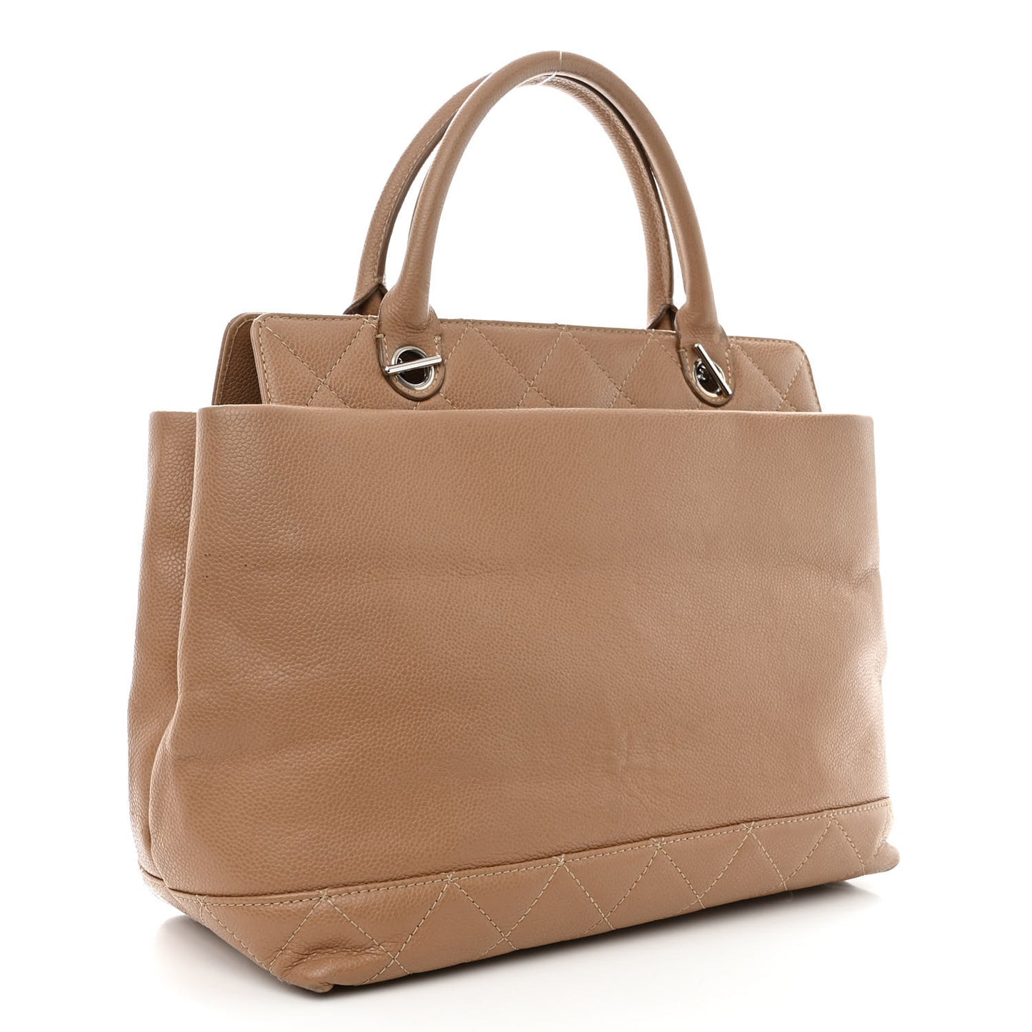 Caviar Medium Soft CC Top Handle Tote Dark Beige