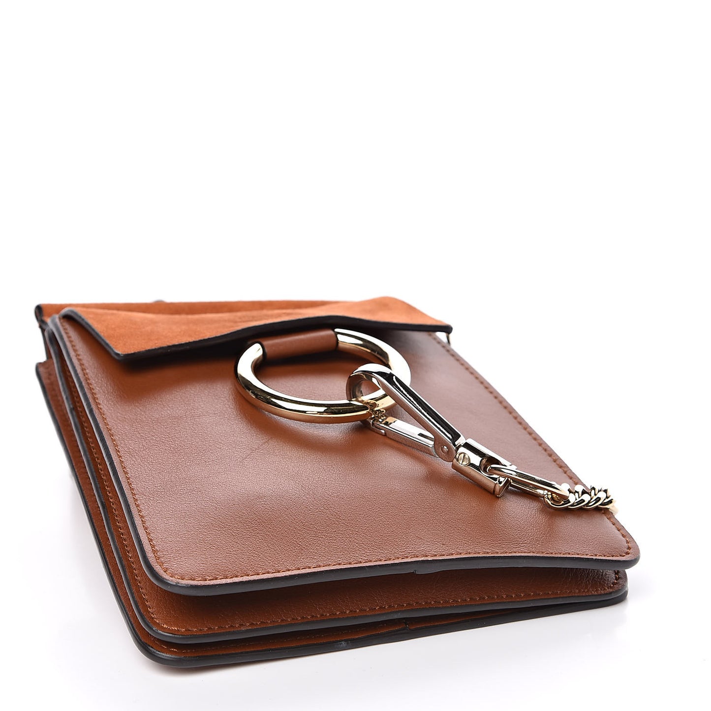 Suede Calfskin Mini Faye Bracelet Bag Tobacco