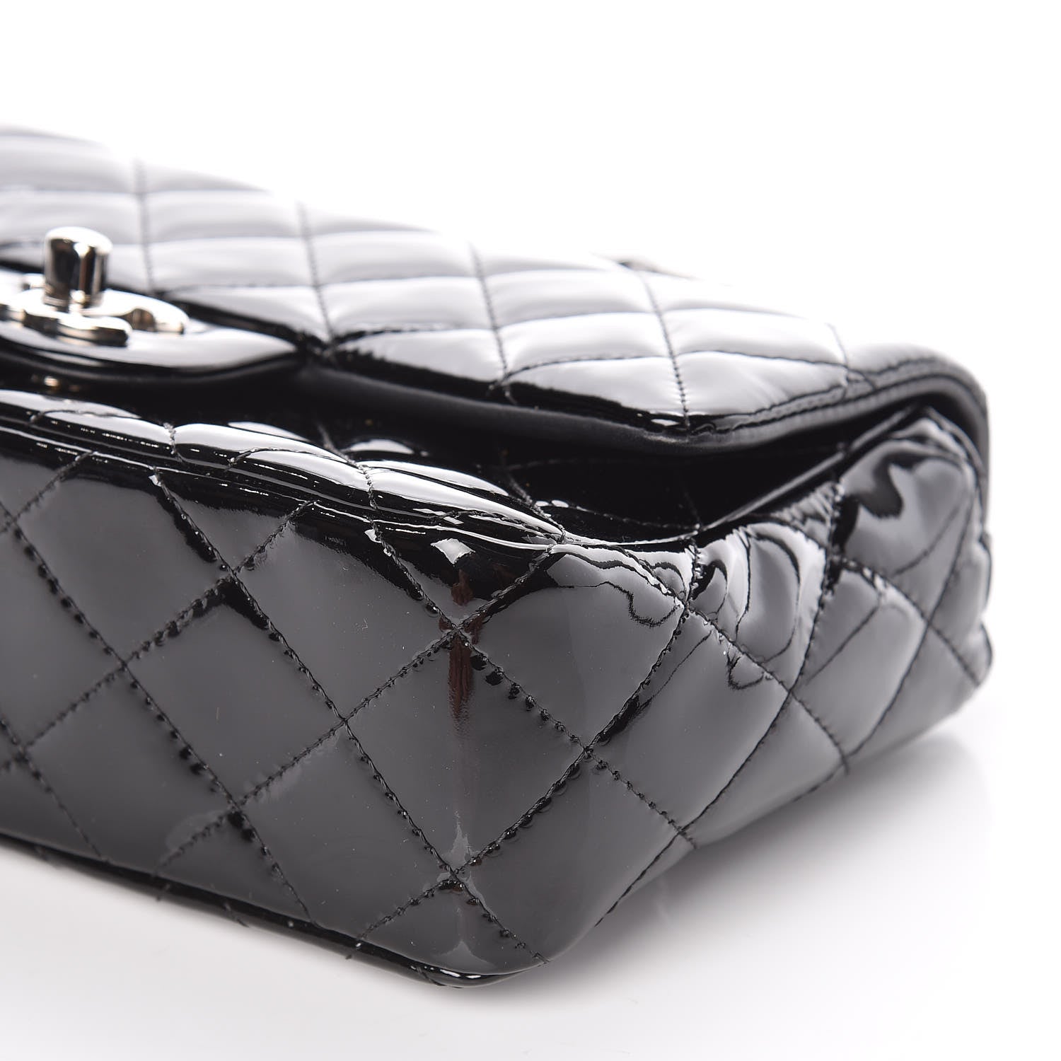 Chanel Patent Calfskin Quilted Mini Rectangular Flap Black 9 of 10