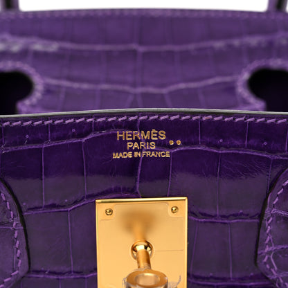 Hermes Shiny Niloticus Crocodile Birkin 30 Ultraviolet 6 of 13