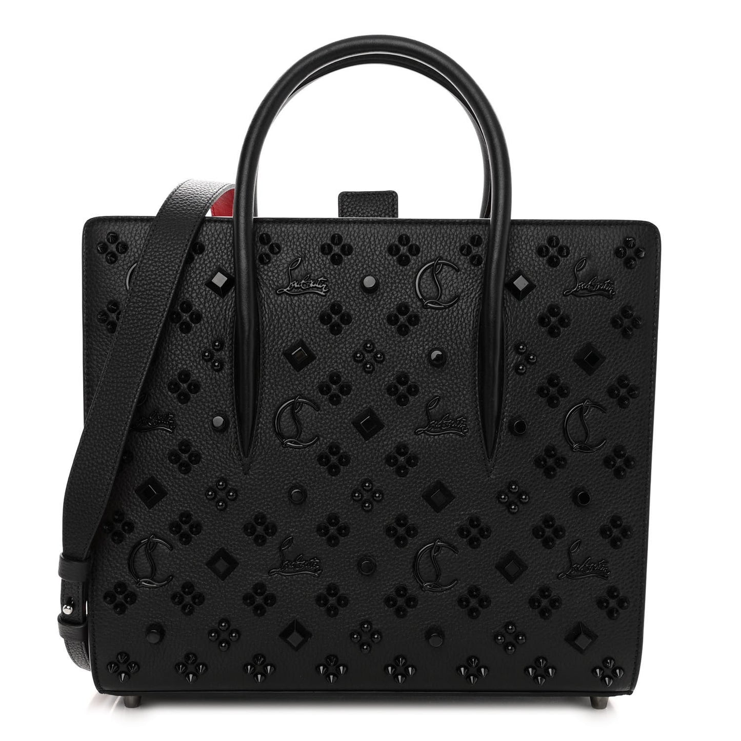 Calfskin Spikes Loubinthesky Medium Paloma Black