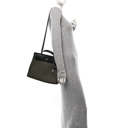 Hermes Military Toile Vache Hunter Herbag Zip 31 PM Vert De Gris Black 2 of 11