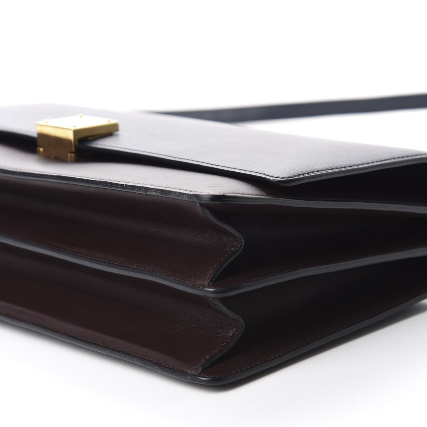 Calfskin Bicolor Medium Case Flap Navy Burgundy