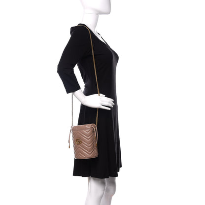 Gucci Calfskin Matelasse Mini GG Marmont 2.0 Bucket Bag Porcelain Rose 2 of 13