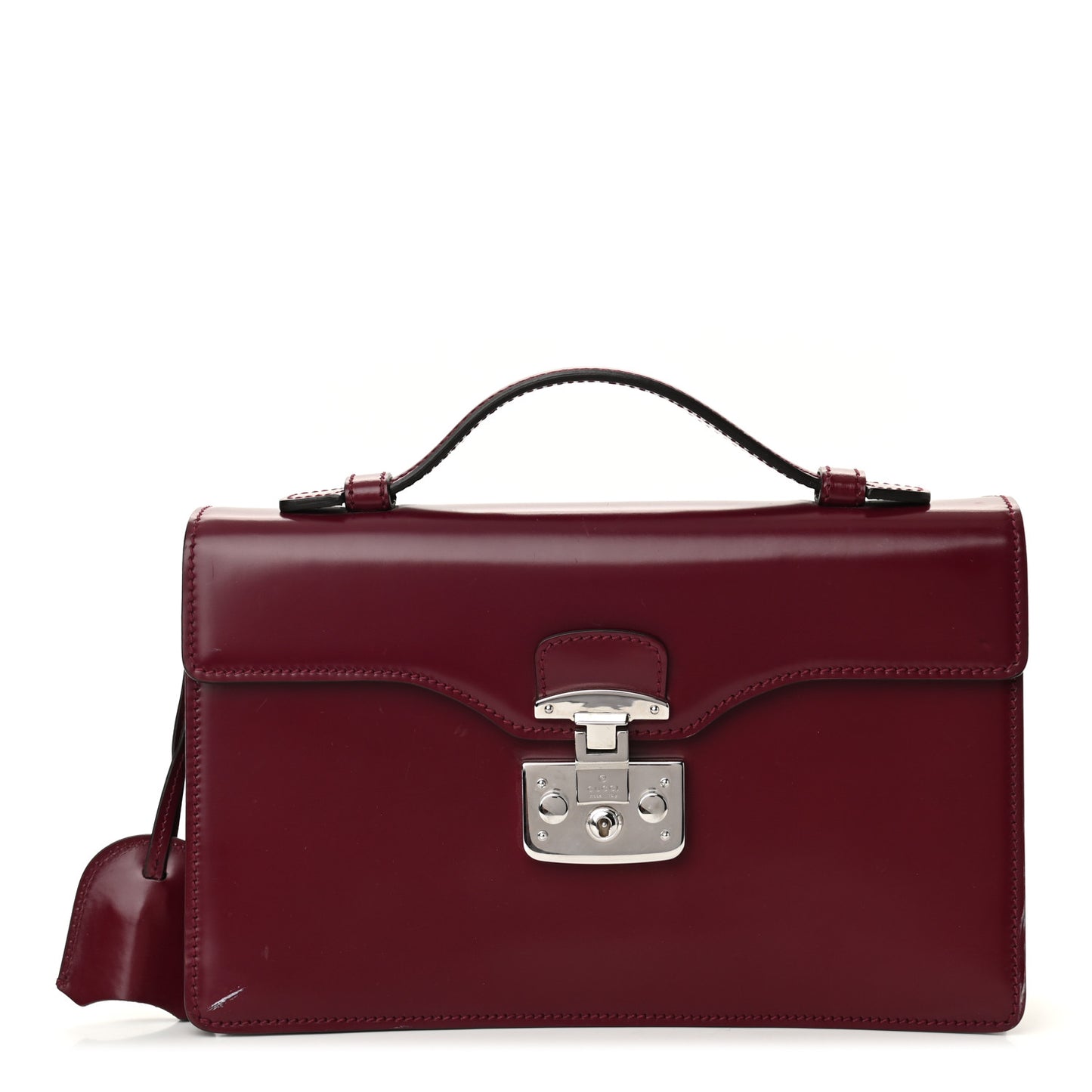 Regent Calfskin Small Lady Lock Briefcase Clutch Purple Wine