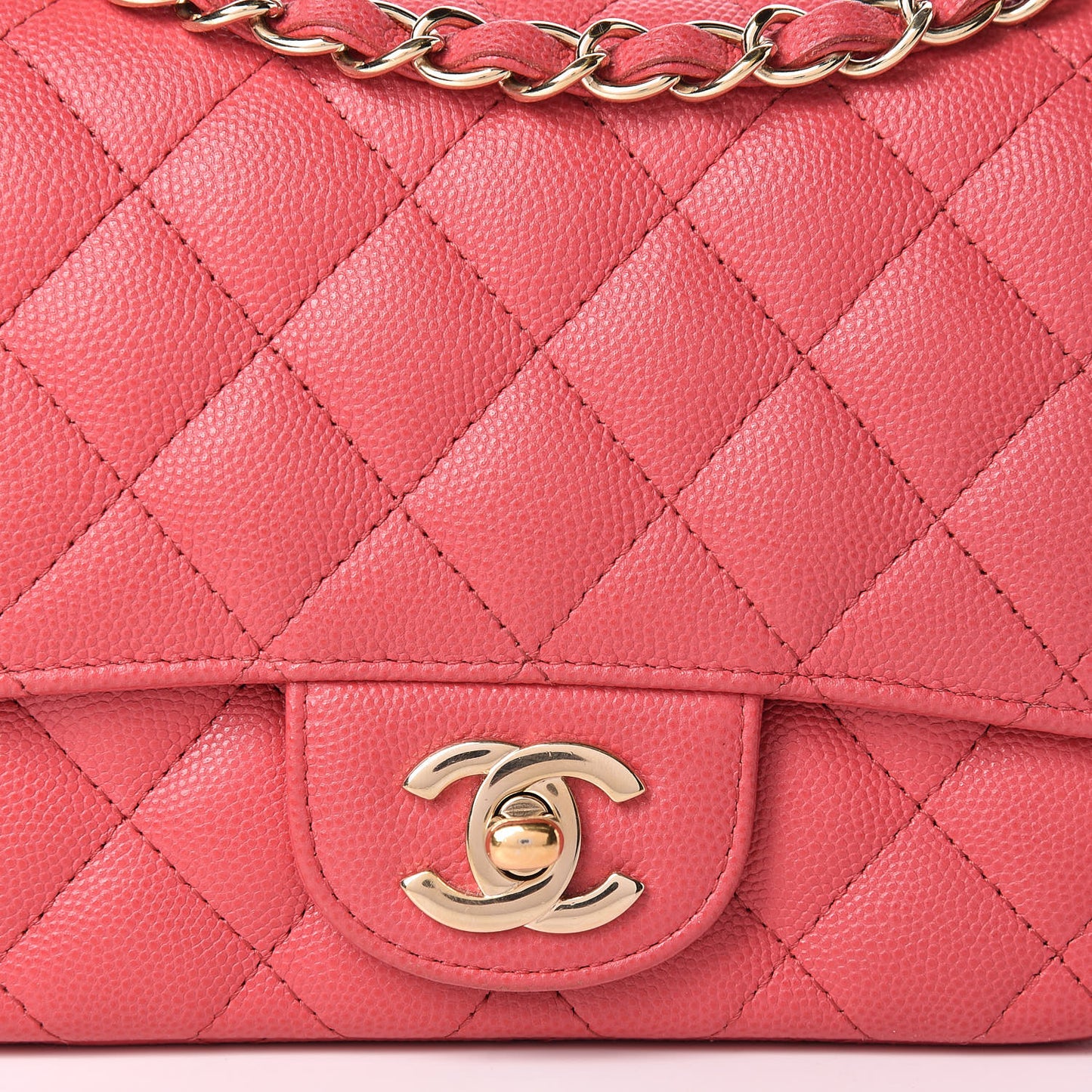 Caviar Quilted Mini Square Flap Dark Pink
