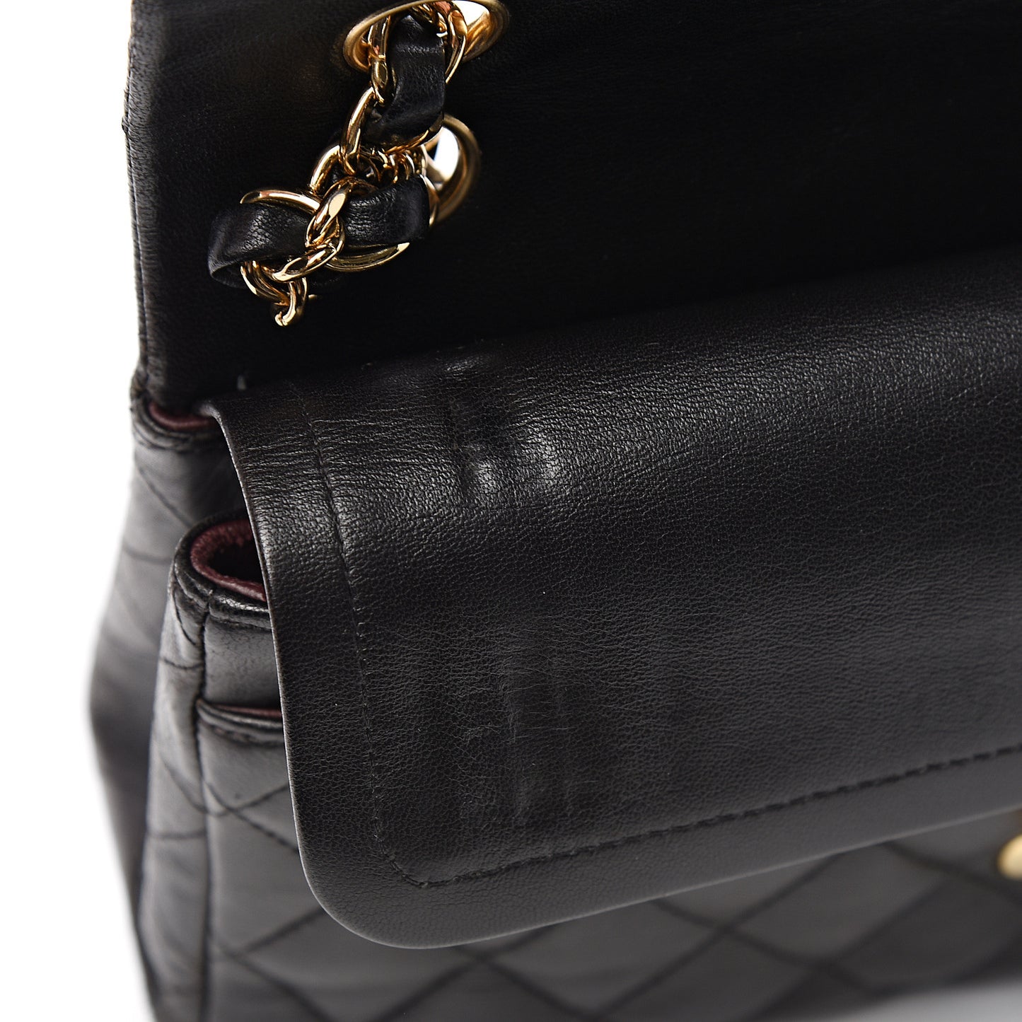 Lambskin Quilted Small Double Flap Black