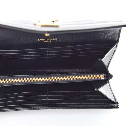 Saint Laurent Grain De Poudre Matelasse Chevron Monogram Flap Wallet Black 5 of 8