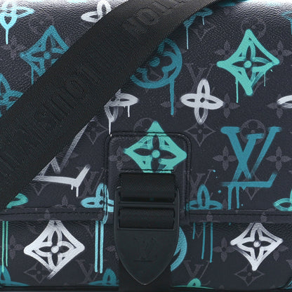 Louis Vuitton Monogram Eclipse LV Graffiti Archy Messenger MM Green Lights 8 of 11