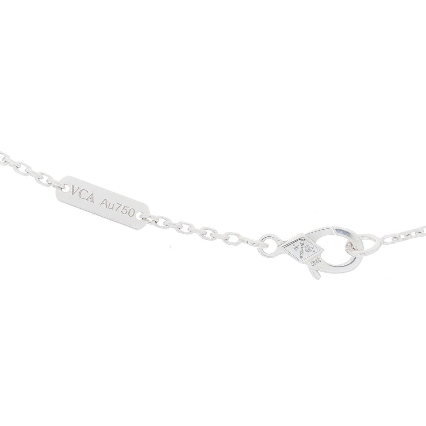 18K White Gold Mother of Pearl Vintage Alhambra Pendant Necklace