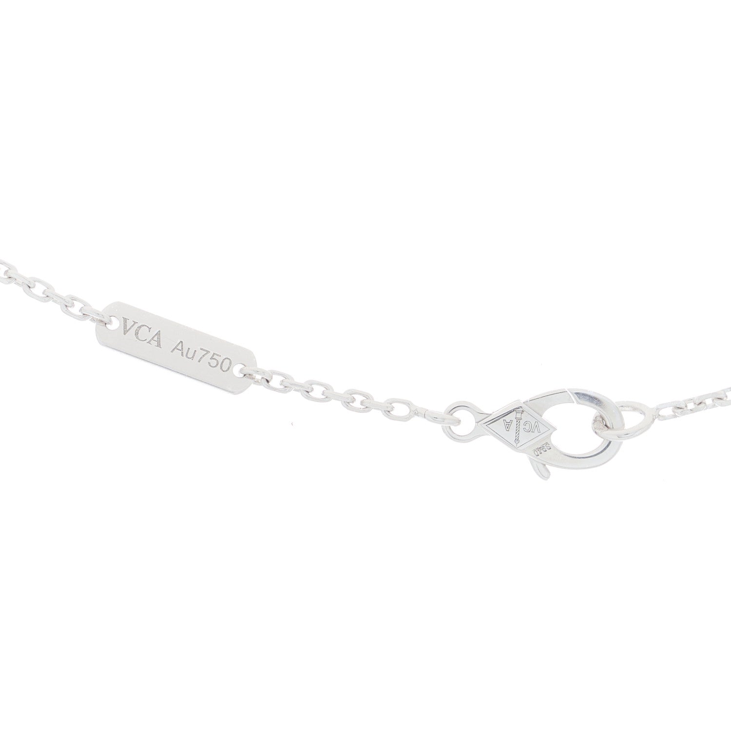 Van Cleef & Arpels 18K White Gold Mother of Pearl Vintage Alhambra Pendant Necklace 3 of 5