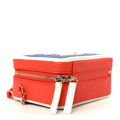 Chanel Caviar Quilted Small CC Filigree Vanity Case Blue White Red 4 of 11