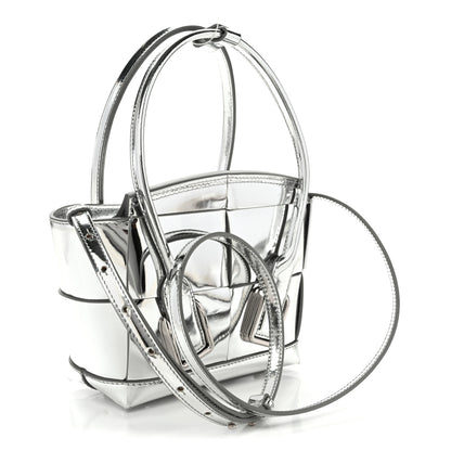 Bottega Veneta Mirror Laminated Nappa Maxi Intrecciato Mini Arco  Silver 3 of 9