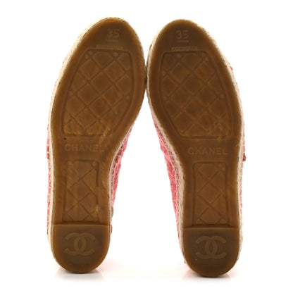 Chanel Tweed Grosgrain CC Espadrilles 35 Pink 6 of 10