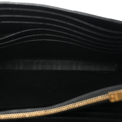 Saint Laurent Grain De Poudre Matelasse Chevron Monogram Chain Wallet Black 5 of 10