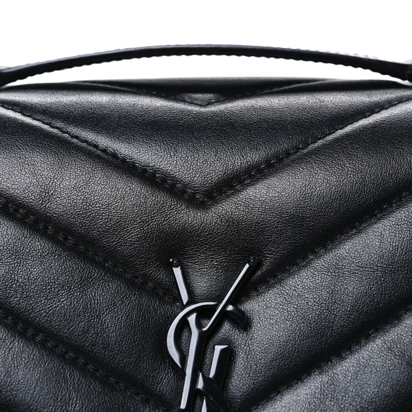 Calfskin Y Quilted Monogram Monochrome Small Loulou Chain Satchel Black