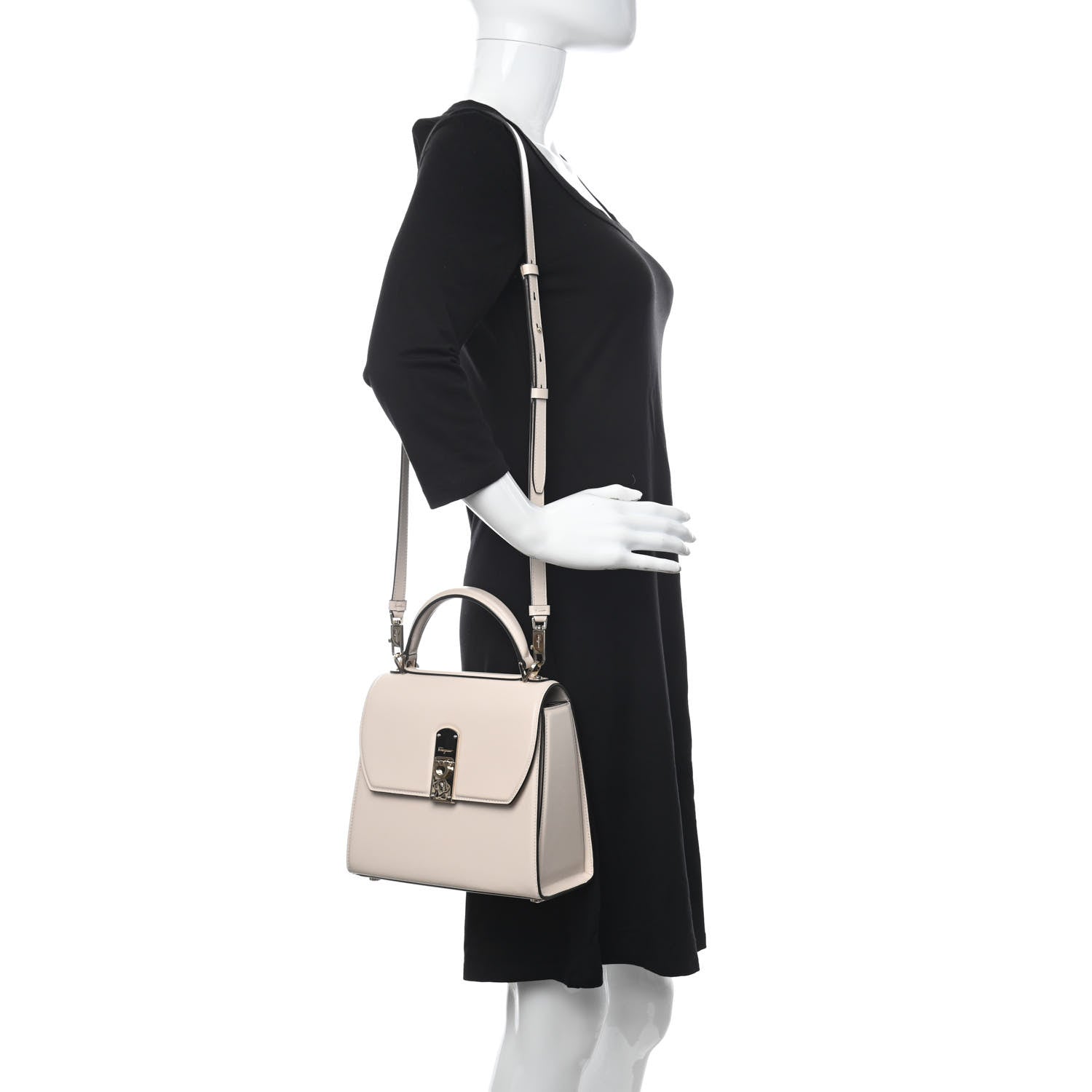 Salvatore Ferragamo Smooth Calfskin Small Boxyz Beige 2 of 10