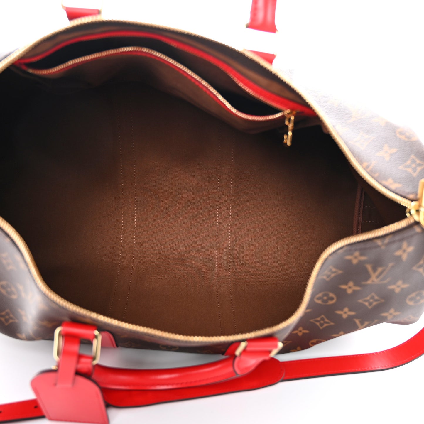 Calfskin Monogram Keepall Bandouliere 50 Coquelicot