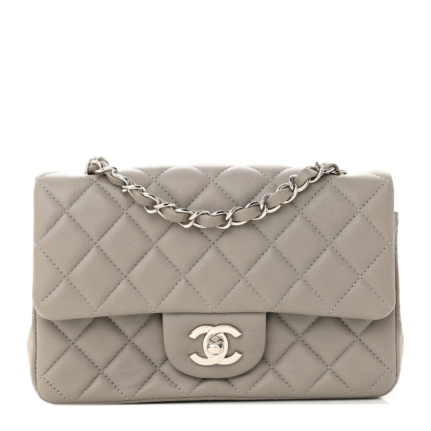 Chanel Lambskin Quilted Mini Rectangular Flap Grey 1 of 13