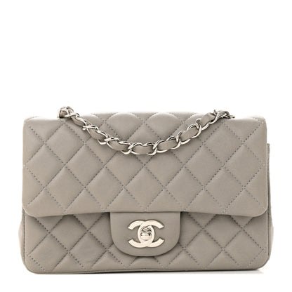 Chanel Lambskin Quilted Mini Rectangular Flap Grey 1 of 13