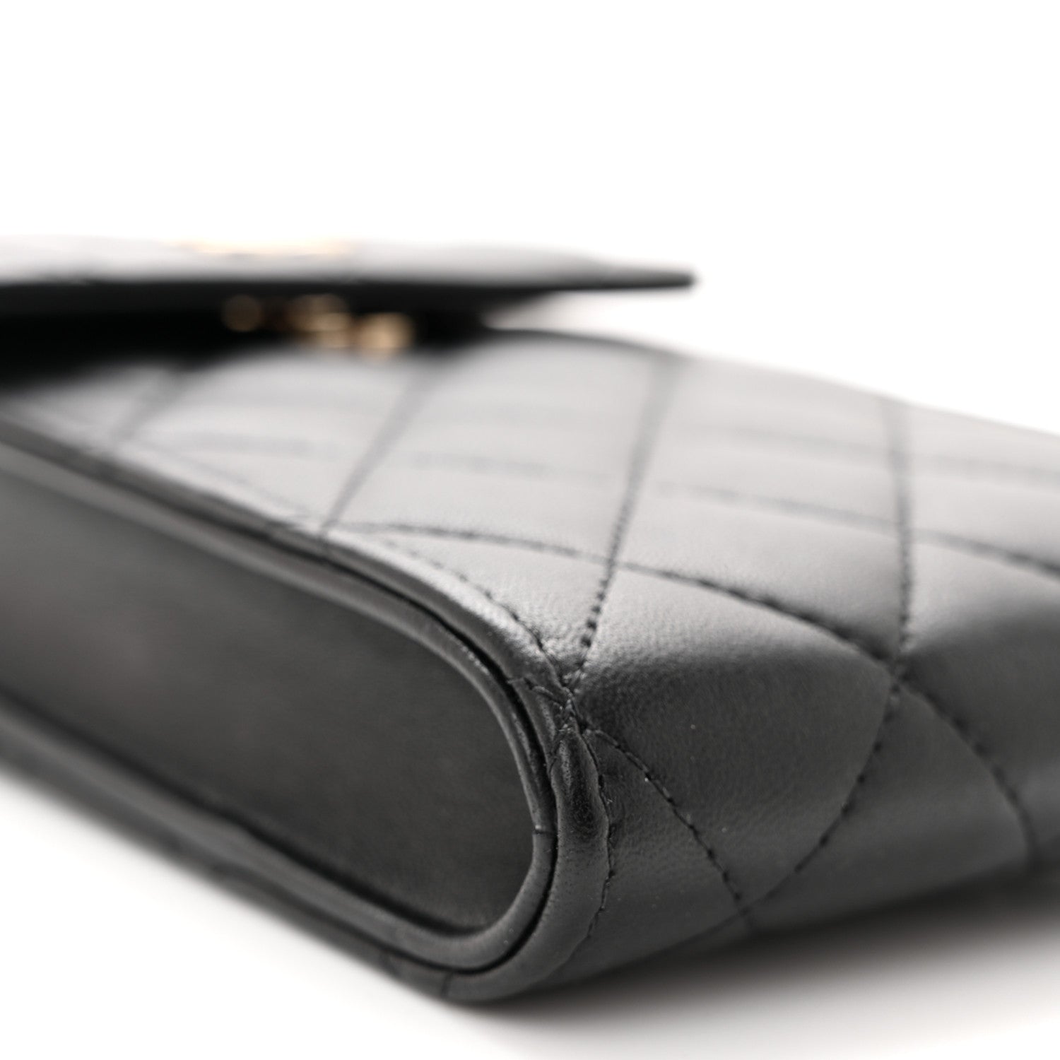 Chanel Lambskin Quilted Pearl Phone Holder With Chain Black 10 of 11