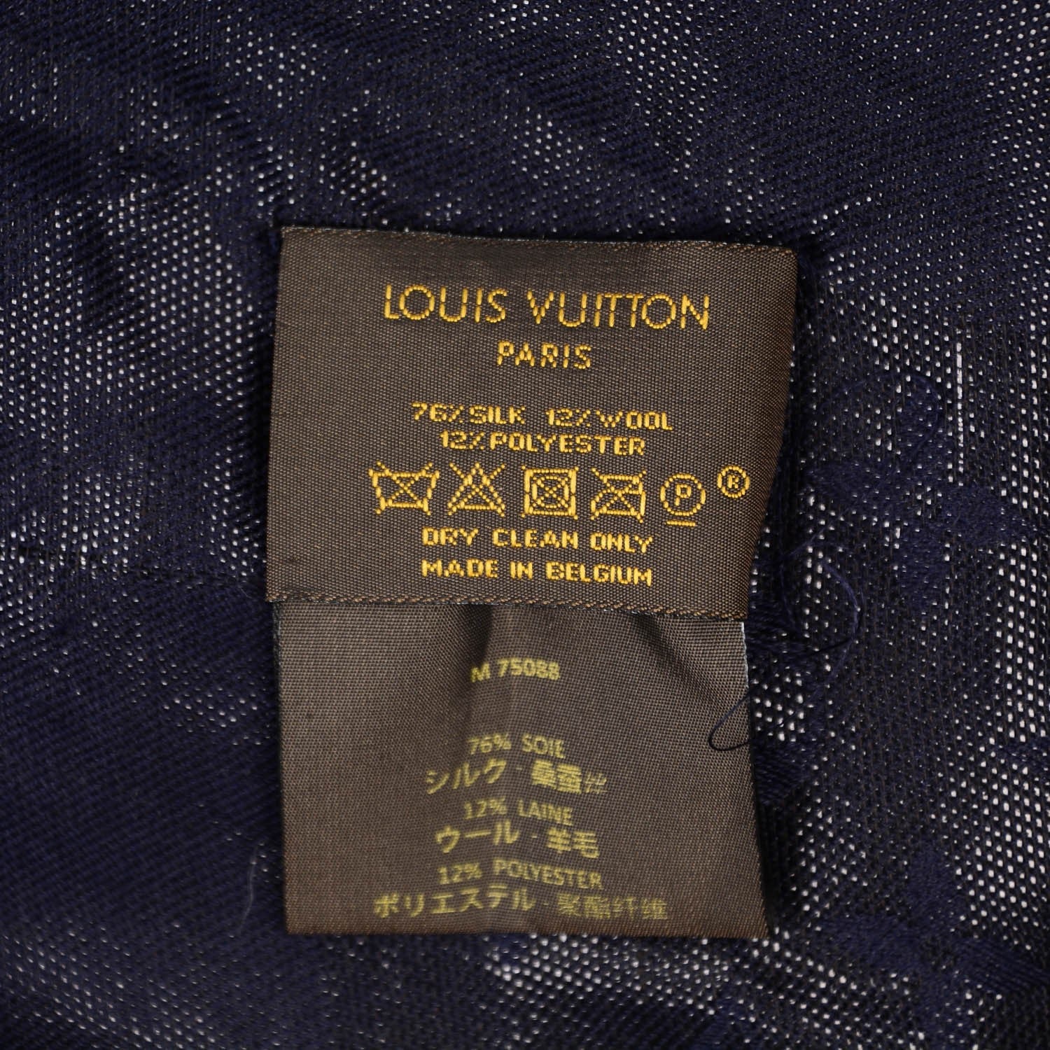 Louis Vuitton Silk Lurex Wool Monogram Shine Shawl Navy 4 of 4