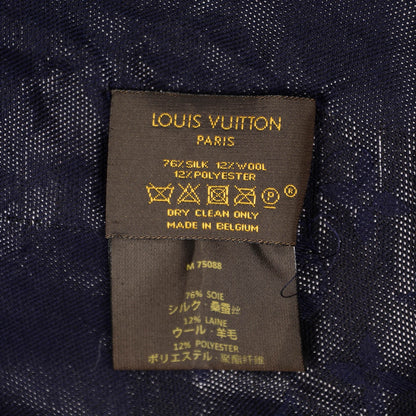 Louis Vuitton Silk Lurex Wool Monogram Shine Shawl Navy 4 of 4