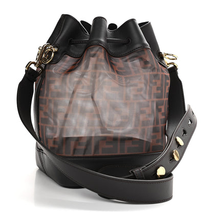 Fendi Mesh Vitello Grace F is Fendi FF 1974 Grande Mon Tresor Bucket Bag Marrone Black Ebano 3 of 12