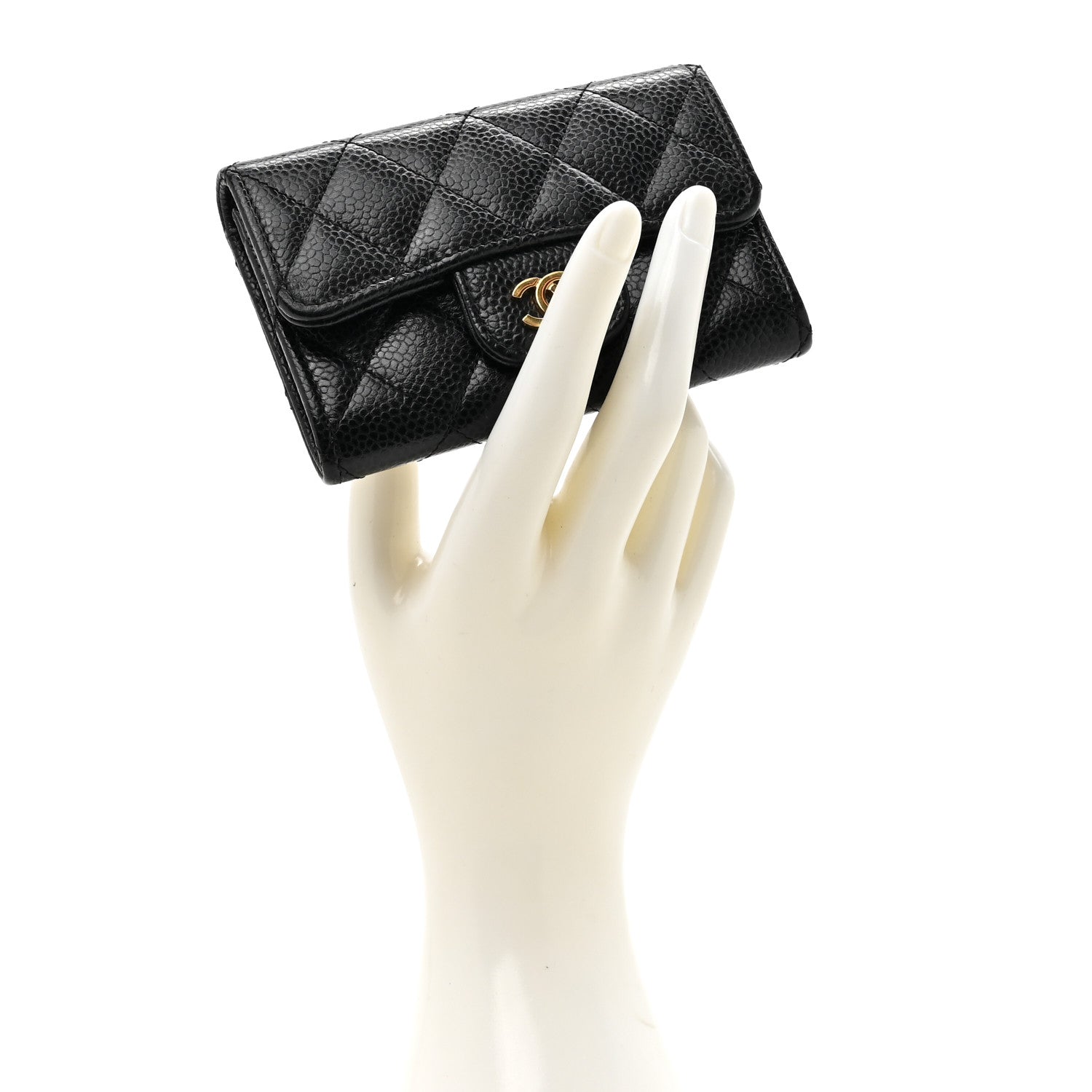 Chanel Caviar Quilted Flap Card Holder Wallet Black 2 of 7