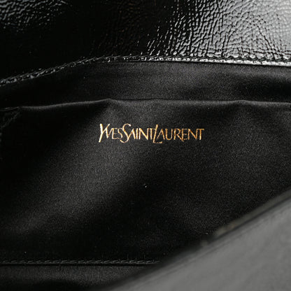 Saint Laurent Textured Patent Monogram Large Belle De Jour Clutch Black 6 of 6