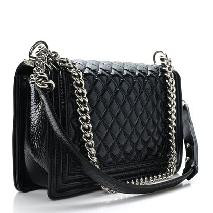Chanel Patent Calfskin Enamel Quilted New Medium Boy Flap Black 3 of 9