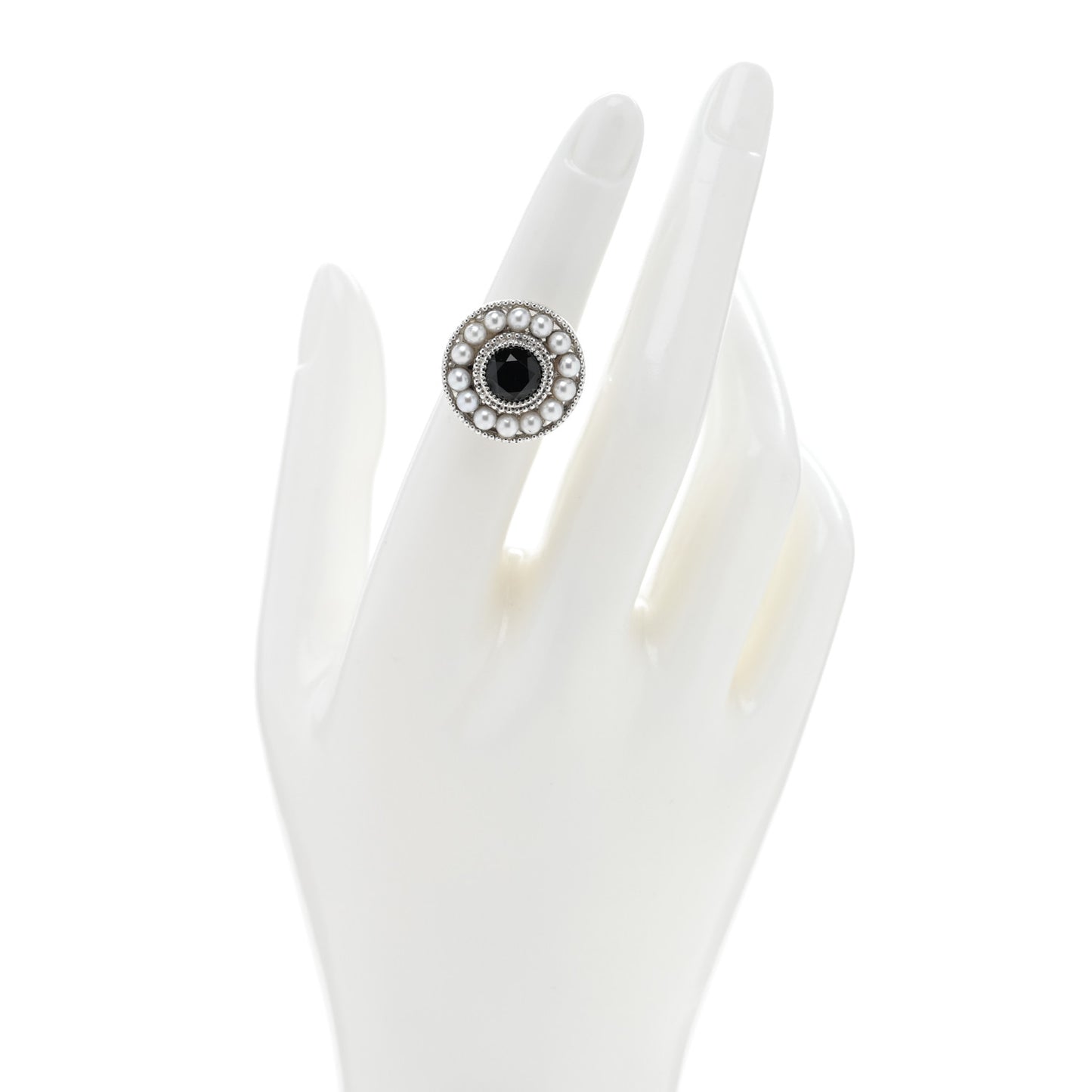 Sterling Silver Black Onyx Freshwater Cultured Pearl Ziegfeld Ring 49 5