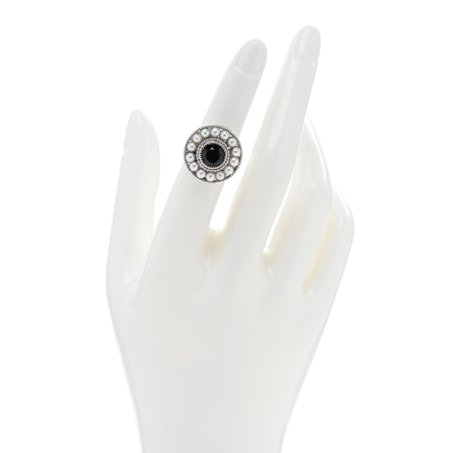 Tiffany Sterling Silver Black Onyx Freshwater Cultured Pearl Ziegfeld Ring 49 5 2 of 4