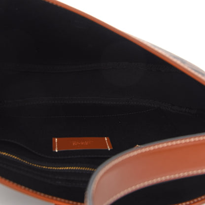 Versace Coated Canvas Calfskin La Greca Signature Shoulder Bag Black Caramel 5 of 8