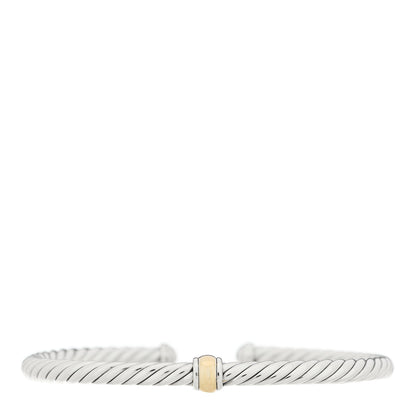 David Yurman Sterling Silver 14K Yellow Gold 4mm Station Cable Bracelet 1 of 3