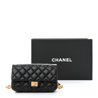 Chanel Aged Calfskin Quilted 2.55 Reissue Flap Belt Bag Clutch Black 11 of 11
