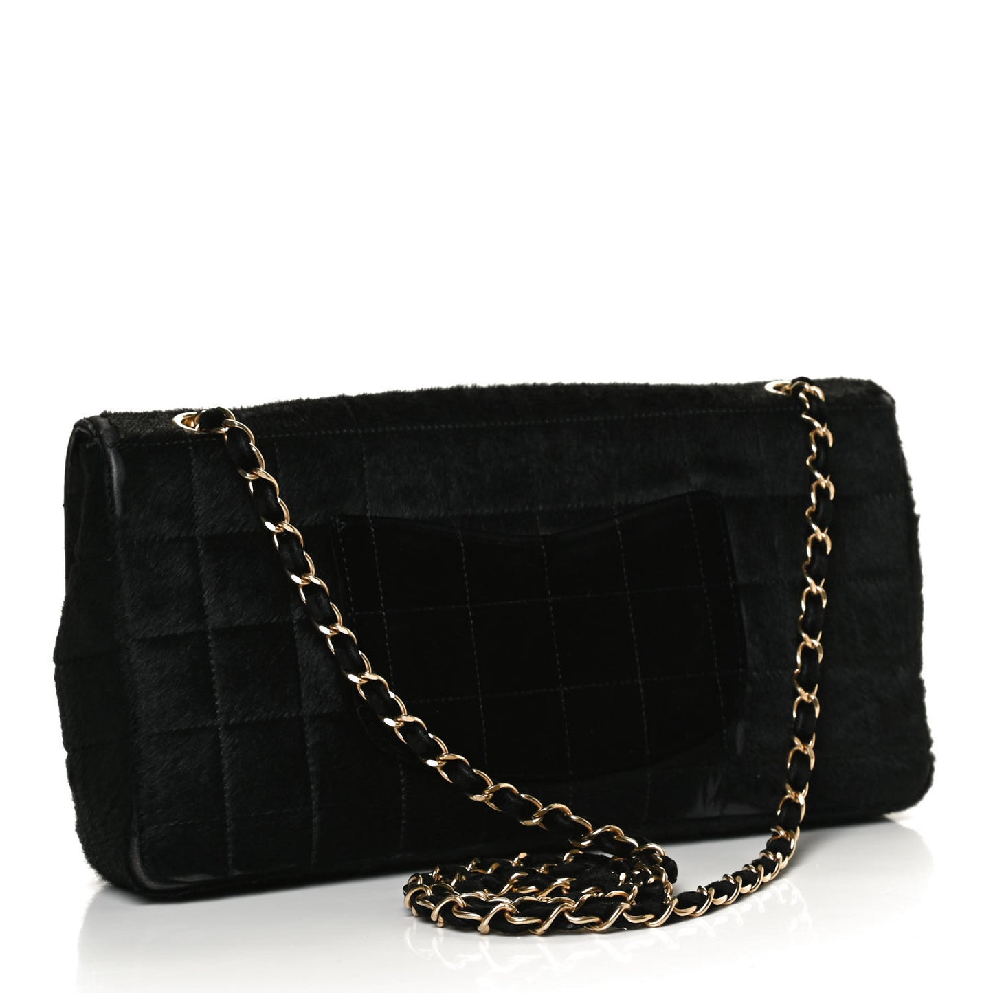 Pony Hair Velvet Chocolate Bar Flap Black