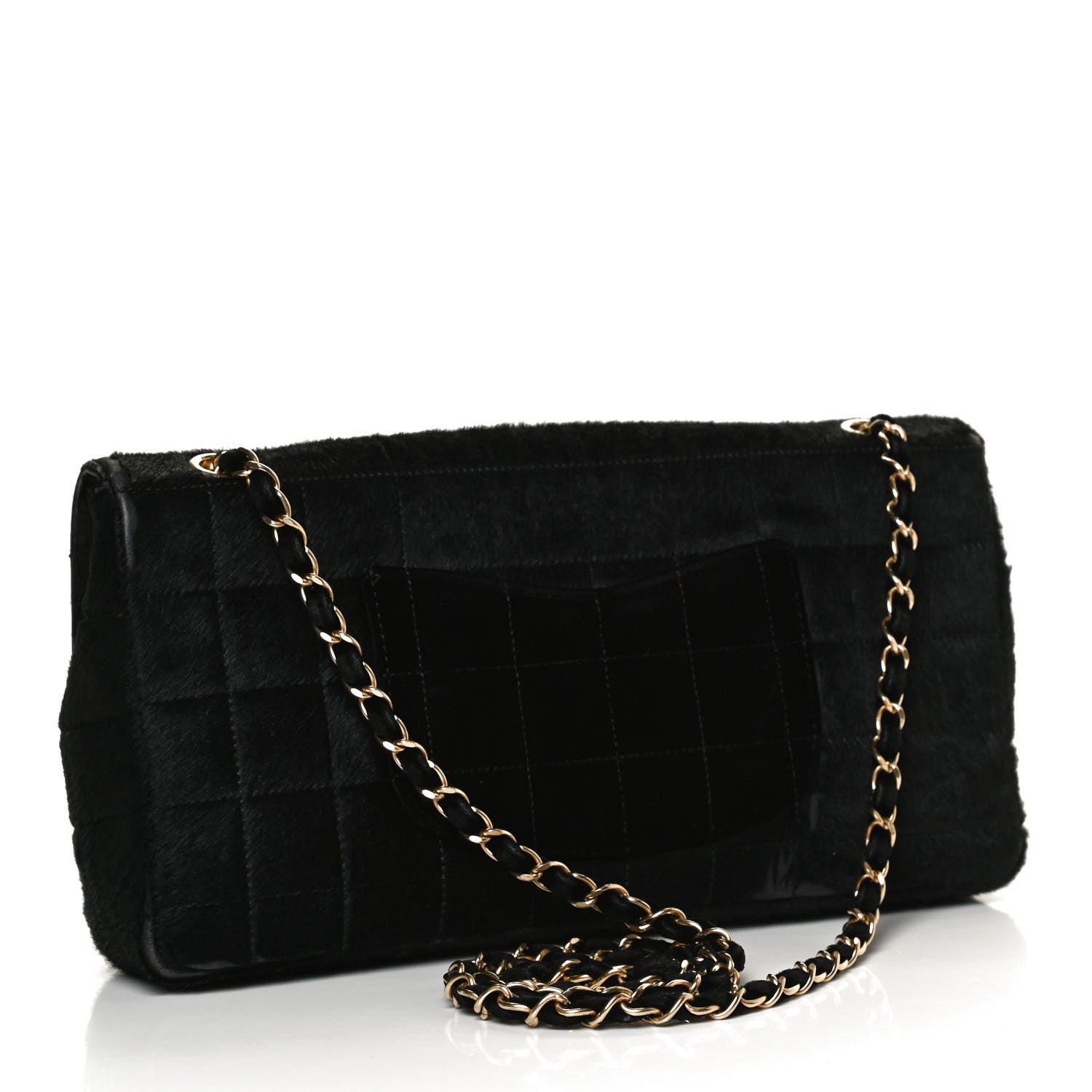 Chanel Pony Hair Velvet Chocolate Bar Flap Black 3 of 10