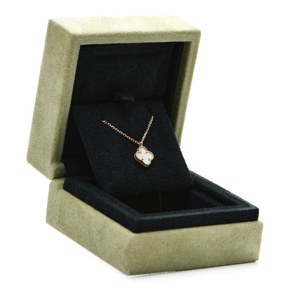 Van Cleef & Arpels 18K Yellow Gold Mother of Pearl Sweet Alhambra Pendant Necklace 5 of 5