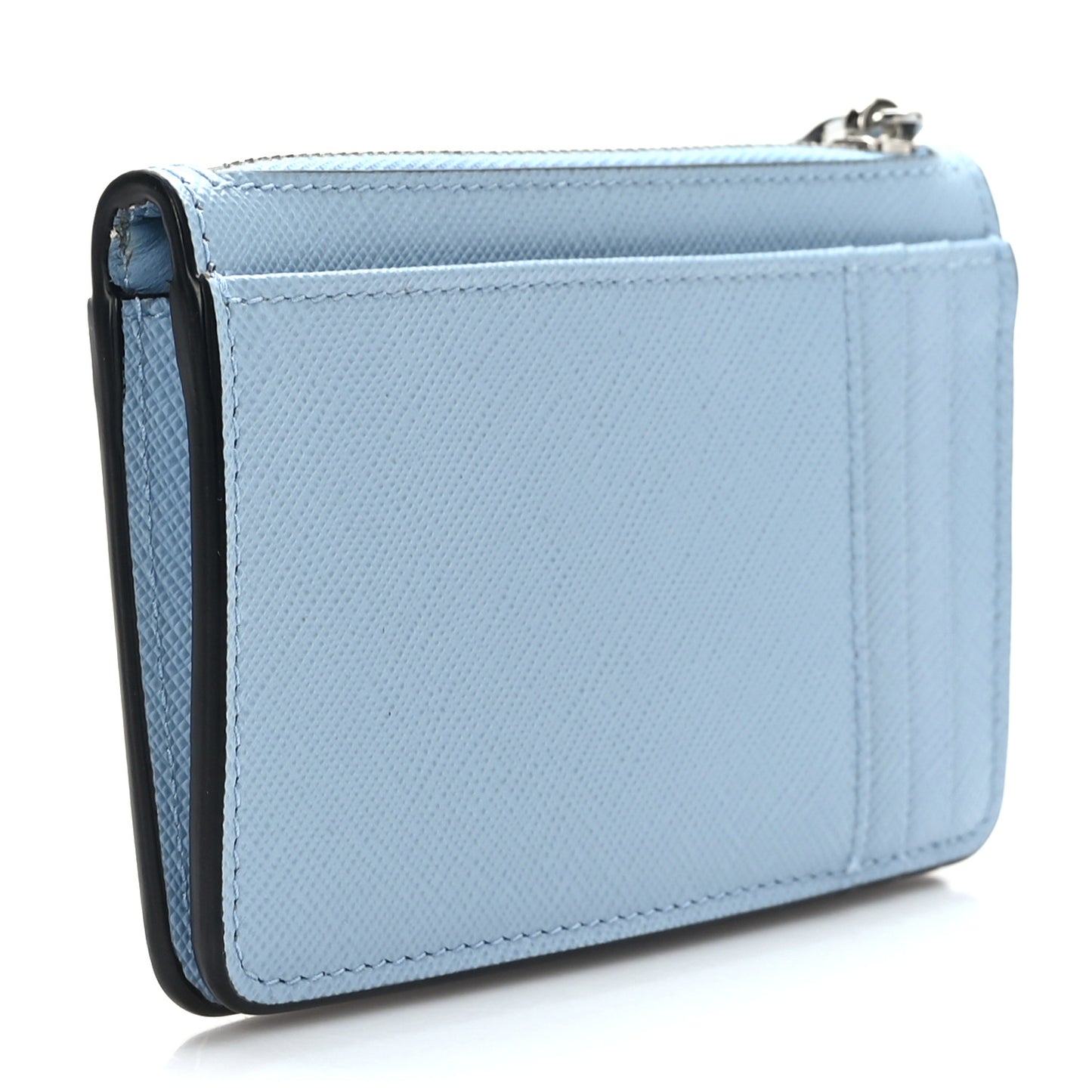Saffiano Triangle Zip Card Holder Celeste
