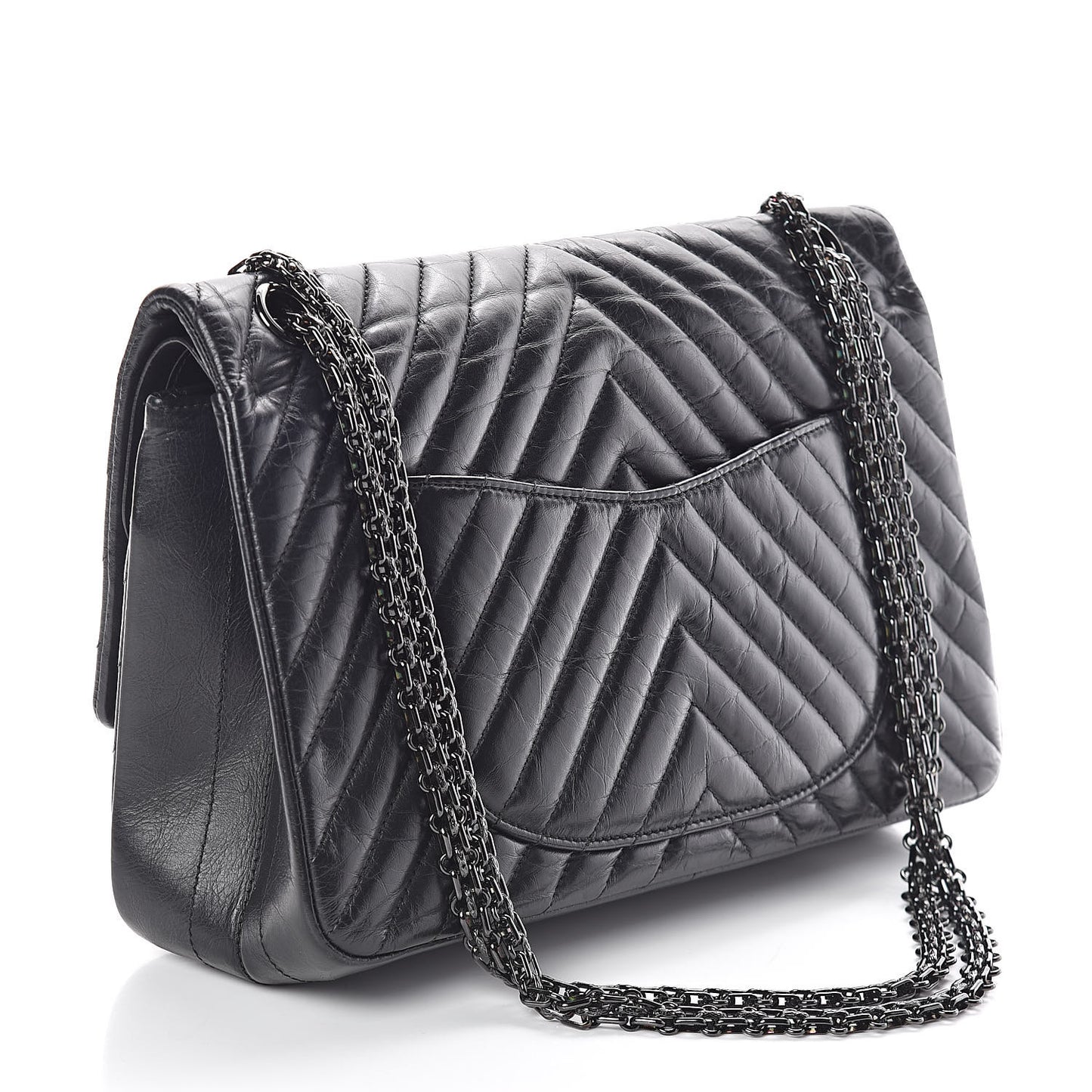 Aged Calfskin Chevron Quilted 2.55 Reissue 226 So Black