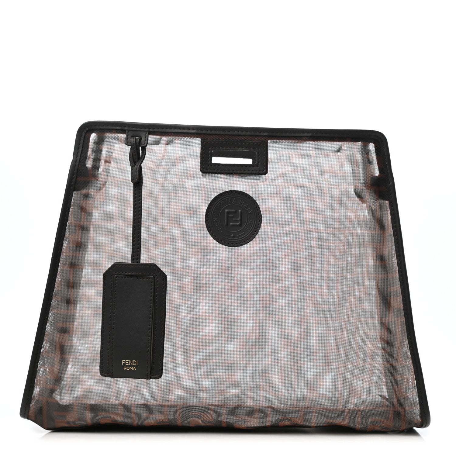 Fendi Mesh Vitello Century FF 1974 Medium Peekaboo Defender Cover Marrone Black Ebano 1 of 10