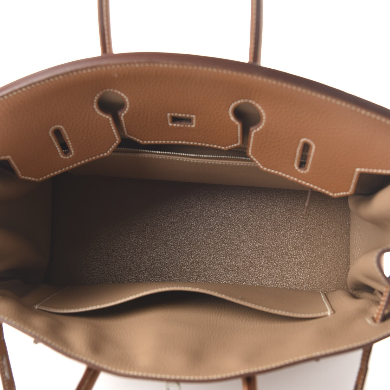 Hermes Taurillon Clemence Horseshoe Birkin 35 Gold Camel Tabac 5 of 10