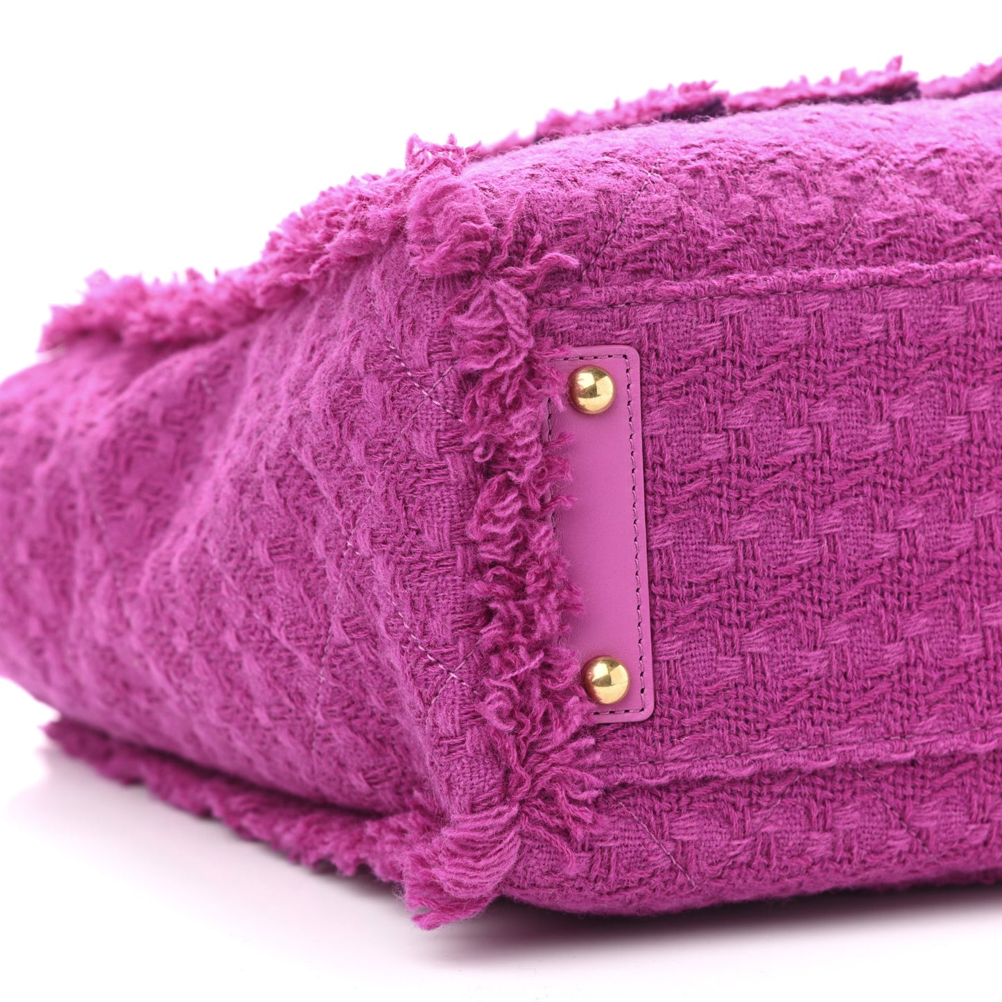 Wool Tweed Large Zipped Shopping Tote Magenta