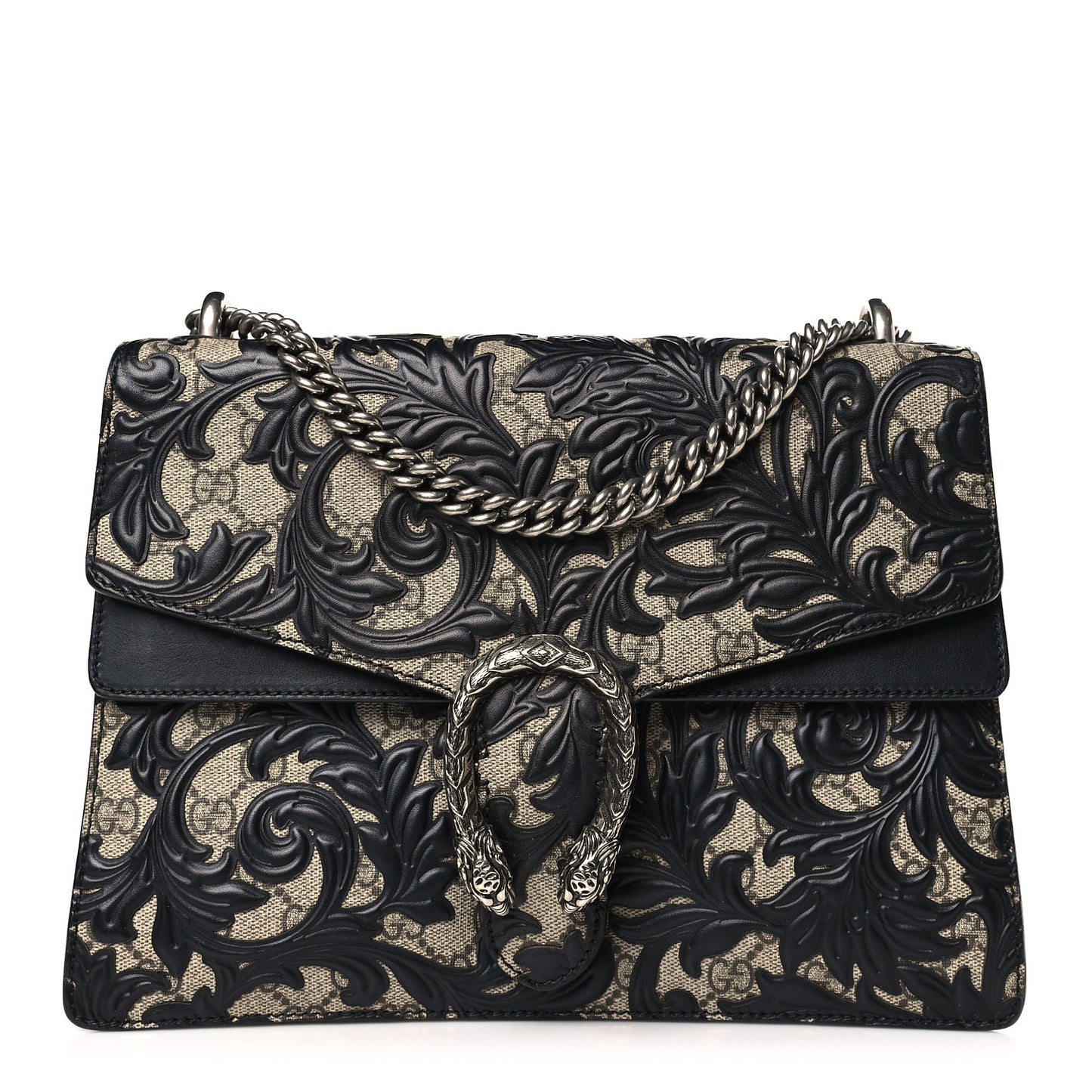 GG Supreme Monogram Arabesque Medium Dionysus Shoulder Bag Black