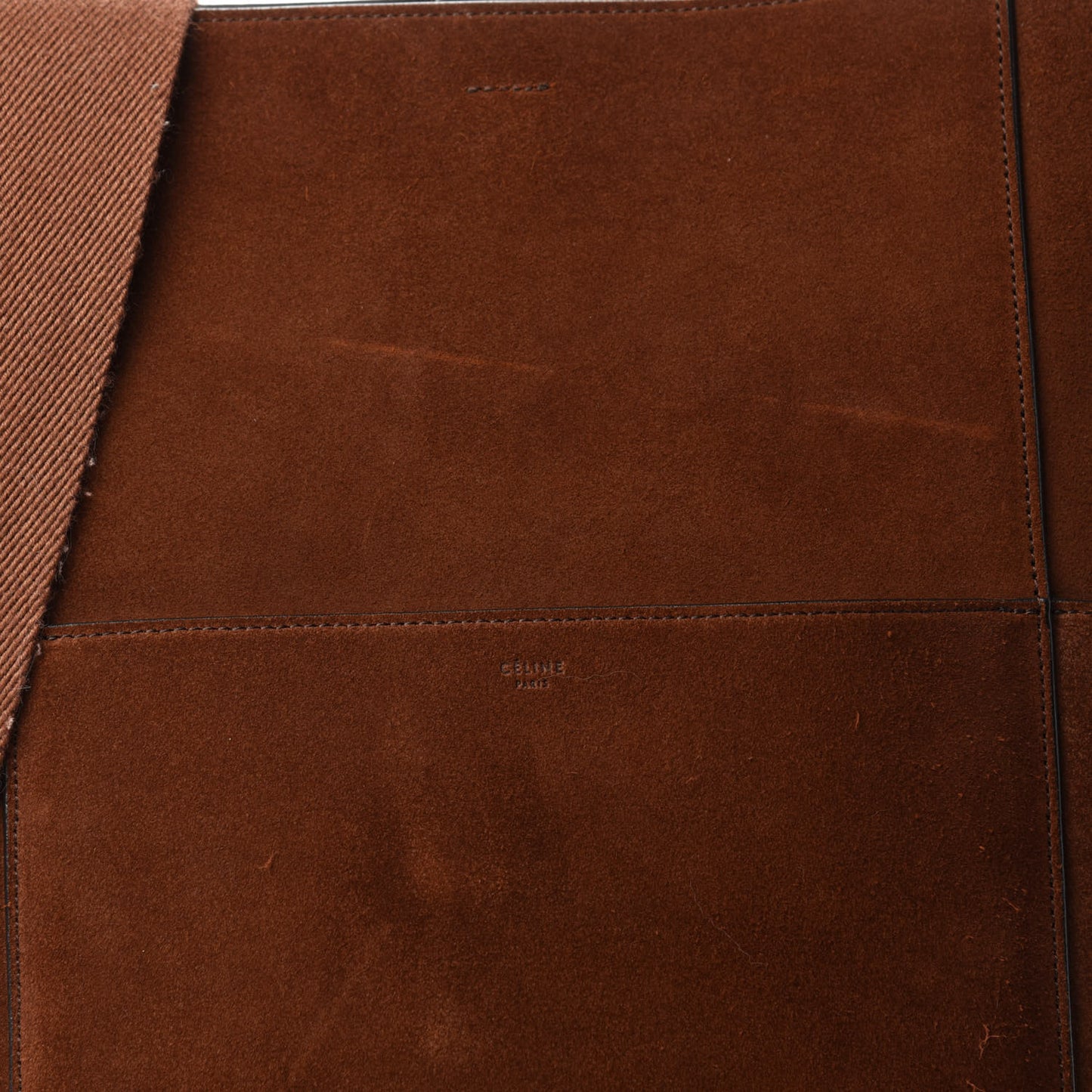 Suede Calfskin Sangle Bucket Bag Chestnut