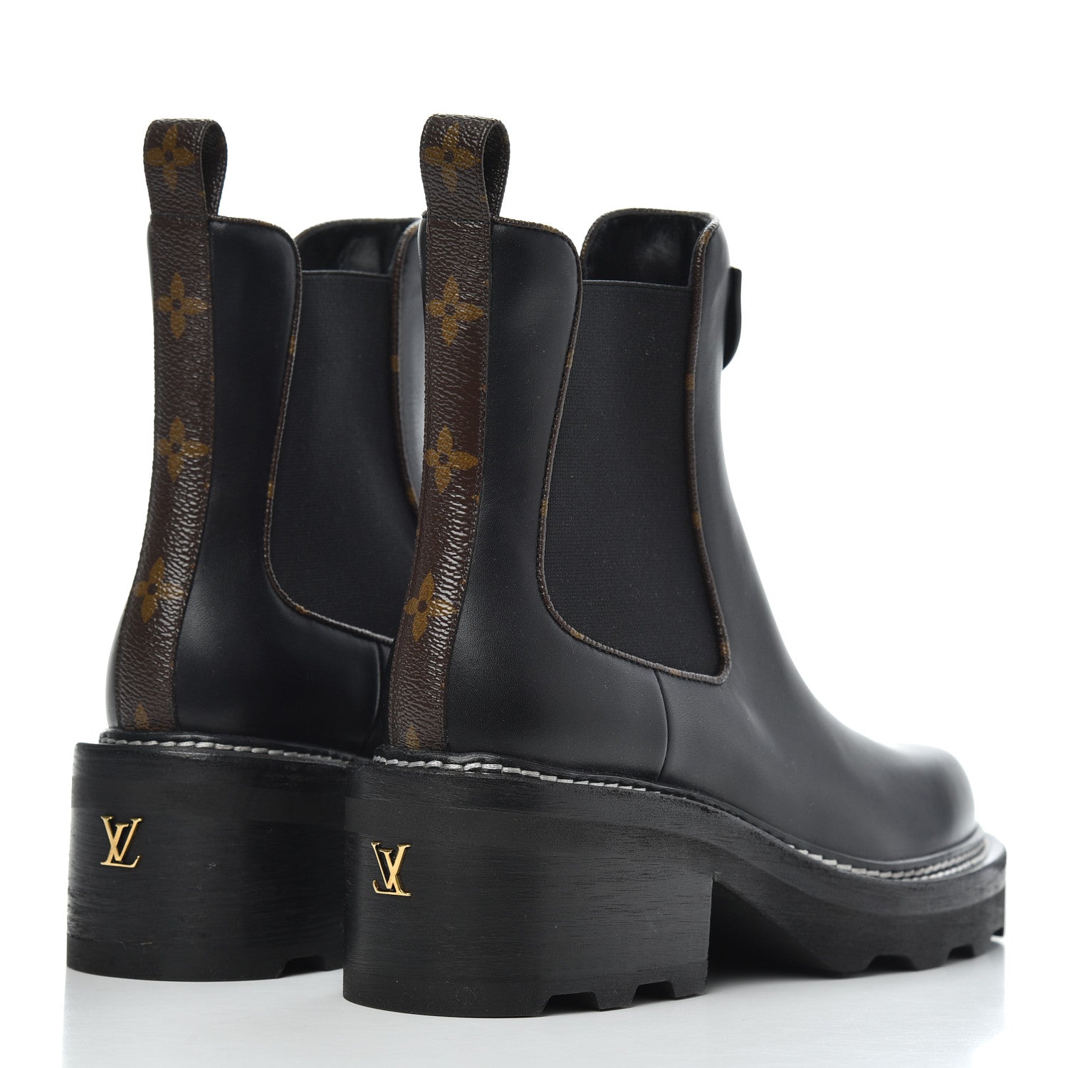 Louis Vuitton Calfskin Monogram Beaubourg Ankle Boots 38 Black 4 of 9