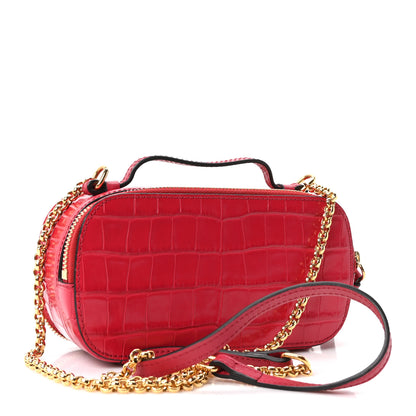 Chloe Calfskin Crocodile Embossed Mini C Vanity Bag Red 3 of 10