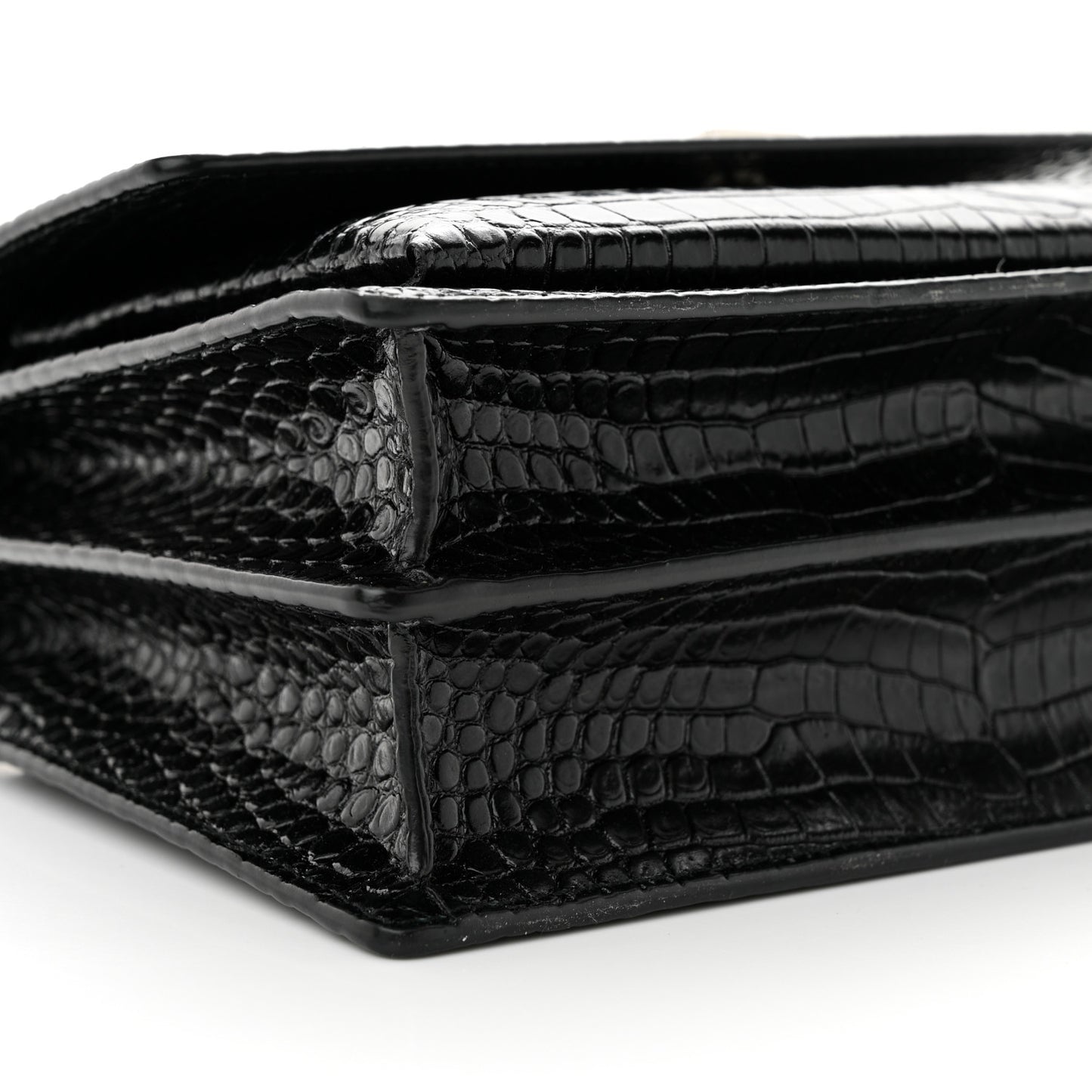 Calfskin Crocodile Embossed Medium Monogram Sunset Black